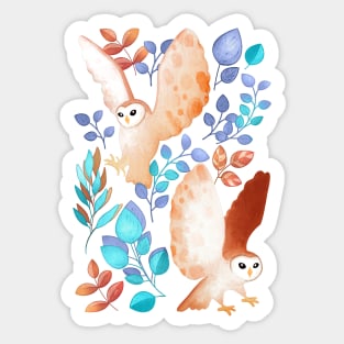 Tawny Barn Owls in Fairycore Forest Sticker